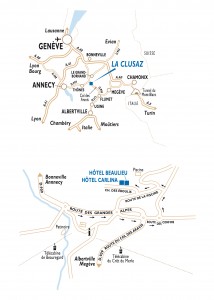 Hotel Carlina & Hotel Beaulieu La Clusaz - access plan